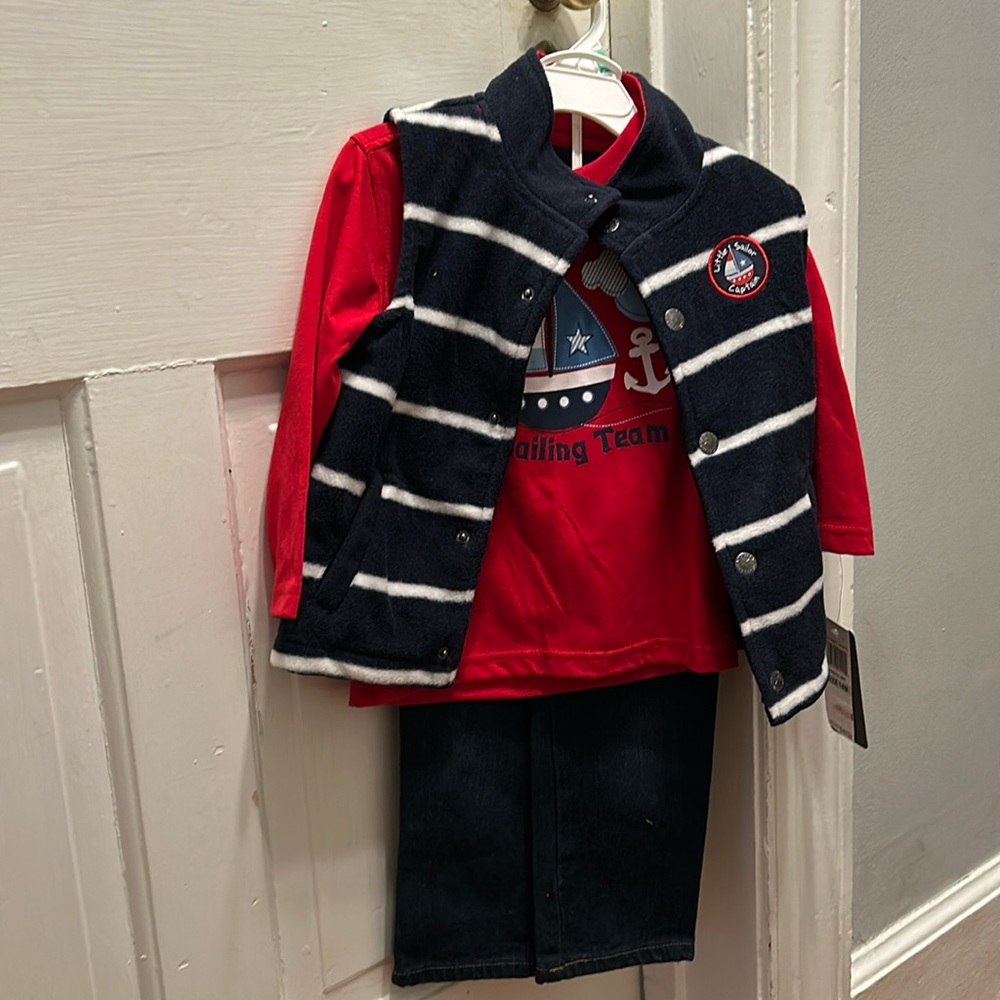 3 piece set 18 month long sleeve/long pants/vest sailing outfit new with tags